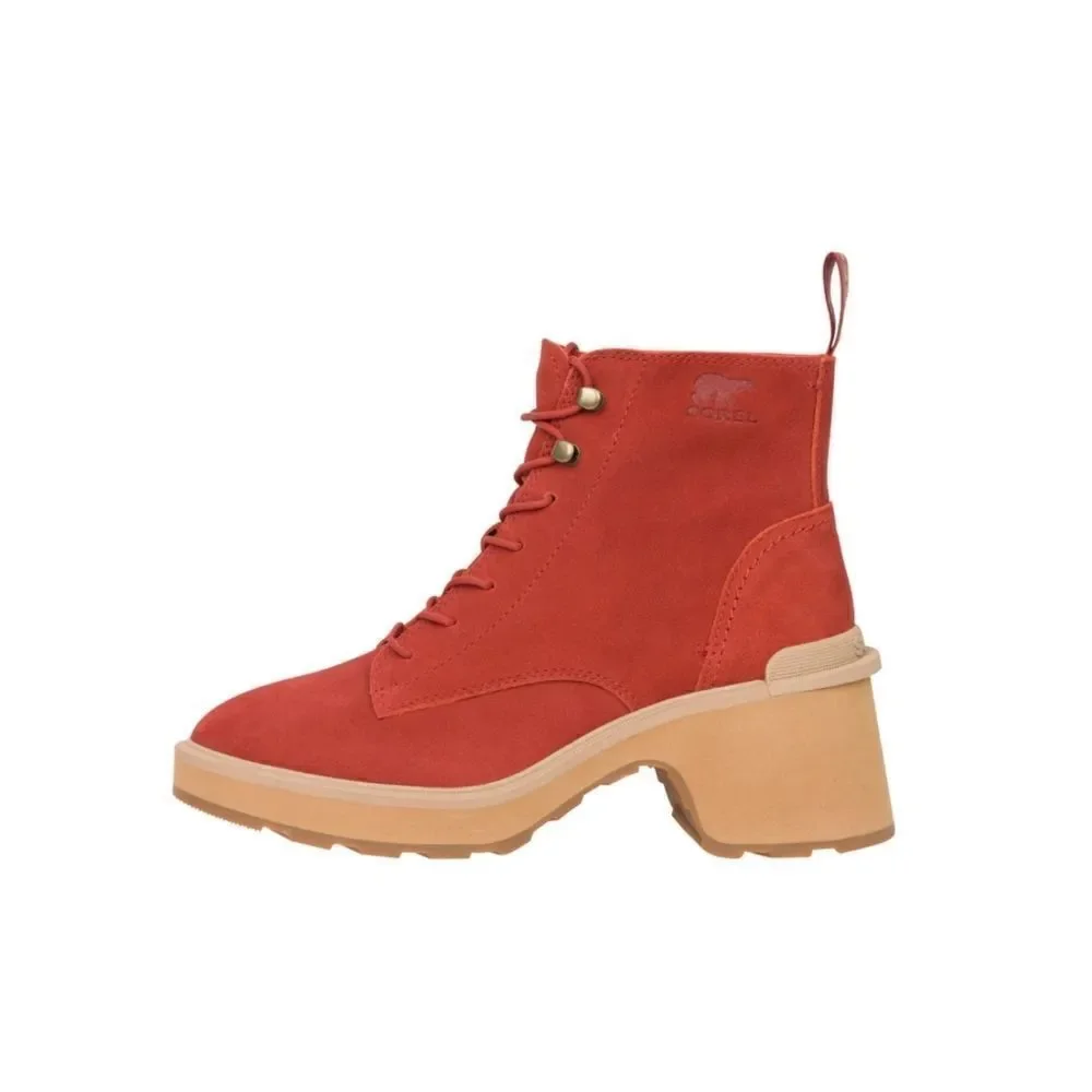 NEW Sorel Hi-Line Wedge Lug Heel Boot Lace Warp Red Tawny Buff Size 9 Size 10